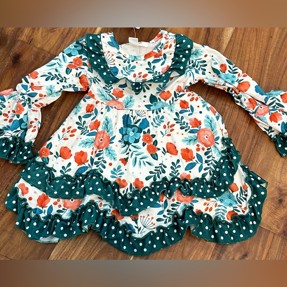 Marie Nicole Dress floral print, orange/green, XXS